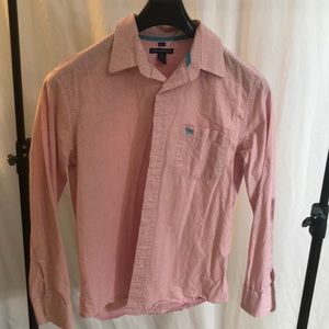 Pink and white checker button up shirt